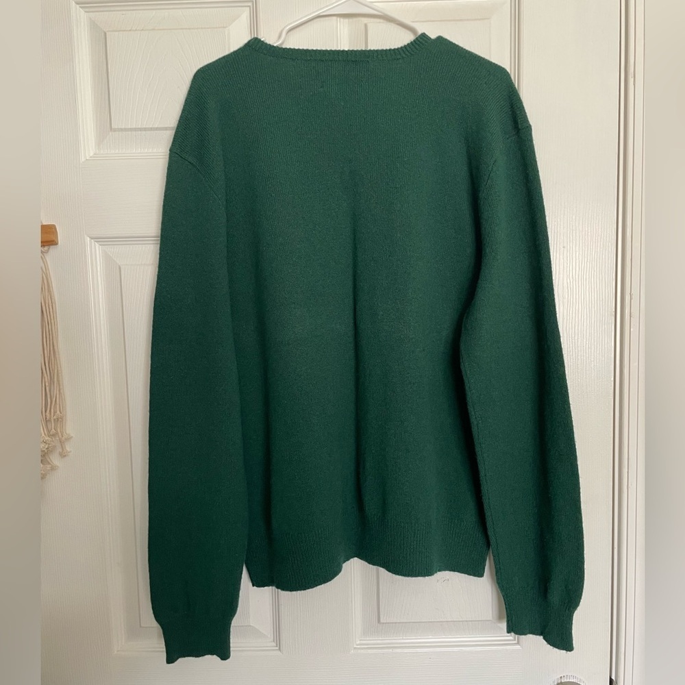 Vintage 100% Lambswool Polo by Ralph Lauren Dark Green V-Neck Sweater Mens XXL - Picture 7 of 7
